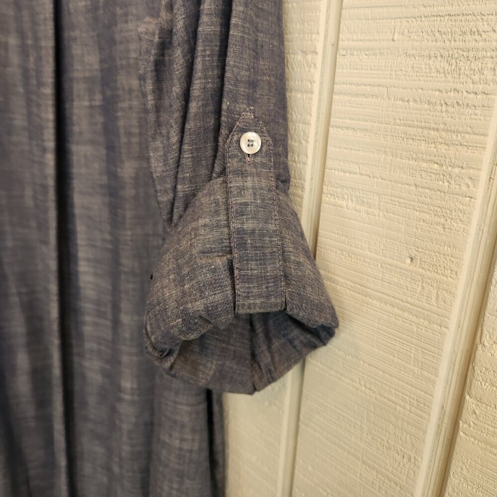 Finley Large 100% Cotton Gray Button Shirtdress - Picture 3 of 7